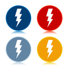 Lightning bolt icon trendy flat round buttons set illustration design