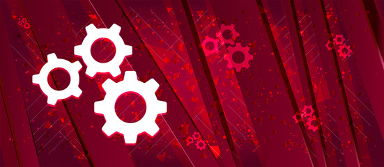 Settings gears icon Abstract design bright red banner background