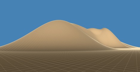 Fototapeta na wymiar Illustration of terrain, mountains, desert, sand dune ,The Earth's background concept