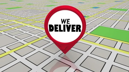 We Deliver Location Restaurant Service Map Pin 3d Animation