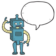 digitally drawn illustration robots and speech bubbles design. hand drawing style