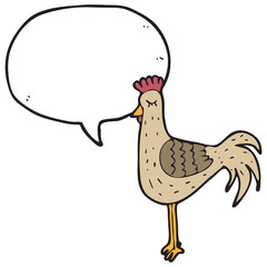 digitally drawn illustration Chicken characters and speech bubbles design. hand drawing style