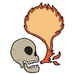 digitally drawn illustration skull and fire blank space design. hand drawing style