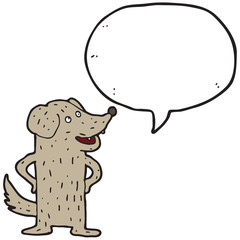 digitally drawn illustration dog characters and speech bubbles design. hand drawing style