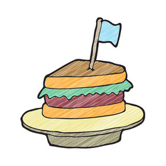 digitally drawn illustration sandwich design. hand drawing texture style