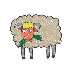 digitally drawn illustration sheep design. hand drawing texture style