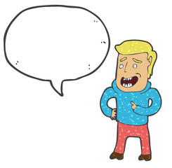 digitally drawn illustration male and speech bubbles design. hand drawing texture style