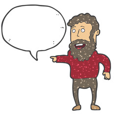 digitally drawn illustration male and speech bubbles design. hand drawing texture style