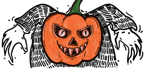 Halloween Party and Sales Banner illustration. Halloween Illustration for website, print, poster, story, and landing page.