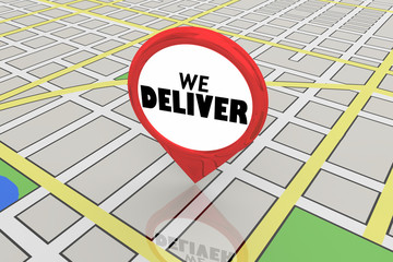 We Deliver Location Restaurant Service Map Pin 3d Illustration