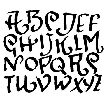 Hand drawn brush font. Modern brush lettering. Grunge style alphabet. Vector illustration.