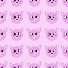 Seamless pattern with cartoon pig. Children print, textile design.