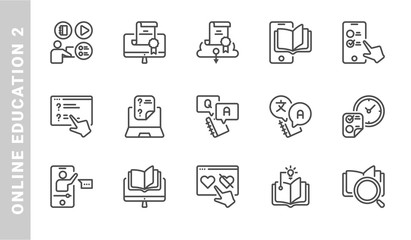 online education 2 icon set. Outline Style. each made in 64x64 pixel