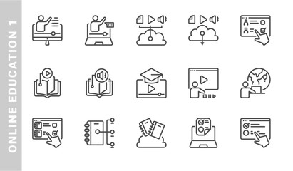 online education 1 icon set. Outline Style. each made in 64x64 pixel