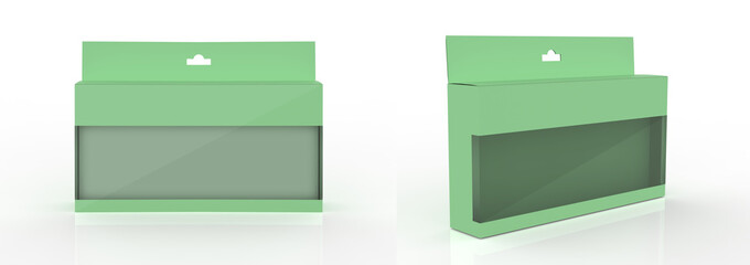 box with transparent window on white background. 3d illustration 