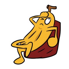 cartoon cute yellow banana on white background 
