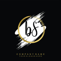 BS initials handwriting logo, with brush template and brush circle