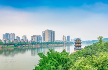 Obraz premium Pagoda at Jiadingfang, Leshan City, Sichuan Province, China