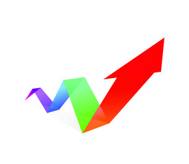 Arrow illustration. Vector. Rising prices, currencies and inflation. The game on the stock exchange. Icon, logo for a financial company.