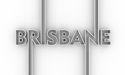 Image relative to Australia travel theme. Brisbane city name in geometry style design. Creative vintage typography poster concept. 3D rendering.