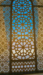 Doha's modern business district viewed through an Islamic design screen © Brian Scantlebury
