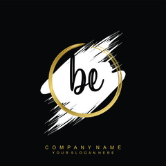 BE initials handwriting logo, with brush template and brush circle