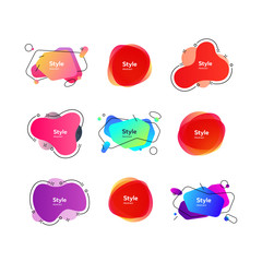 Collection of multi-colored flowing liquid shapes. Dynamical colored forms and line. Gradient banners. Template for design of logo, flyer or presentation. Vector illustration