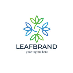 Leaf Brand Symmetric Logo Design Template Inspiration - Vector