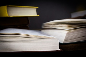 Open books on the table