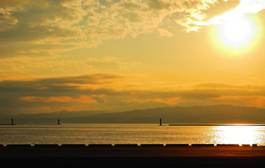Obraz premium 港 夕暮れ 素材