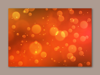 Beautiful blurred background in orange and yellow colors. Night city glitter lights backdrop. Merry Christmas and Happy new year decoration. Abstract defocused wallpaper vector illustration.