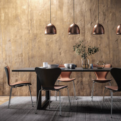 Dining Room Set in Contemporary Copper Design (detail) - 3d visualization