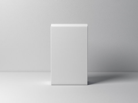 White textured cardboard box mockup on white table