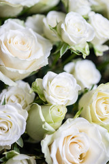 Fototapeta na wymiar White roses in bouquet