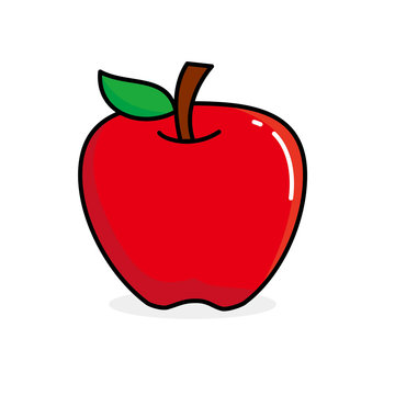recommend clip art: Apple fruit clip art, single apple vector illustration isolated on white background, apple cartoon 