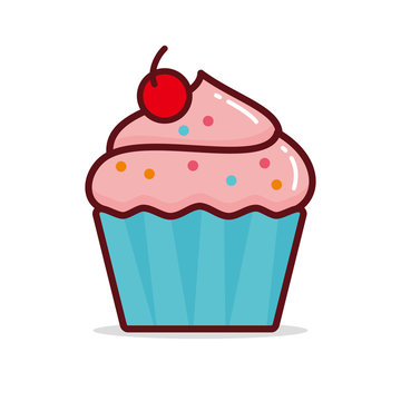 Cupcake vector illustration isolated on white background, cupcake clip art