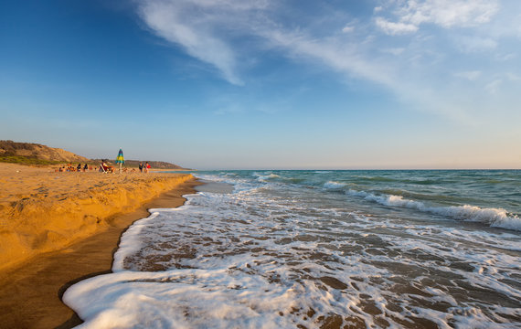 Sicily beach Eraclea Minoa - Unrecognizable tourists enjoying tranquility of this Sicilian touristic destination - Heraclea Minoa was an ancient Greek city, situated on the southern coast of Sicily