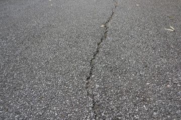 Close-up of Cracks in Asphalt Road