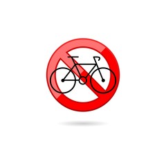 No bicycle road sign isolated on white background