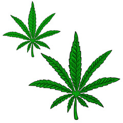 Illustration of cannabis leaf isolated on white background. Design element for poster, banner, t shirt, emblem.