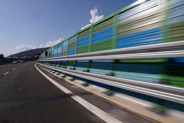 Fototapeta na wymiar speeding on a highway in italy