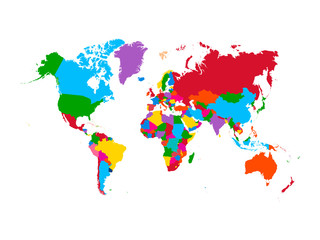 Fototapeta na wymiar Colorful map of World. High detail political map with country names. Vector illustration.