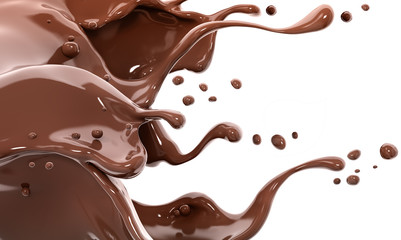 Splash of chocolate abstract background 3d rendering