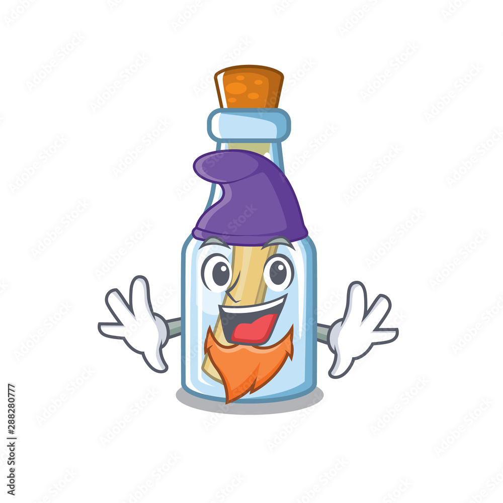 Sticker Elf message in bottle isolated with cartoon