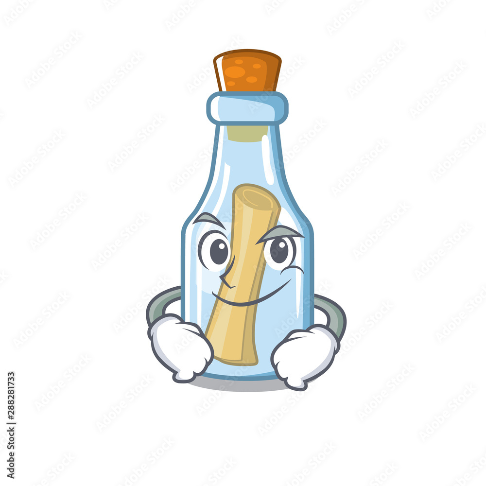 Sticker Smirking message in bottle on the cartoon