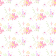 Abstract flowers seamless pattern for fabric design. Vector repeat illustrations. Romantic  twig and flora seamless pattern.Botanical wallpaper. Element decorative floral.