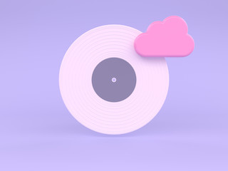 pink white vinyl disc music concept 3d rendering purple background