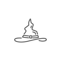 Witch hat icon in linear style on white background.