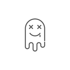 Funny Ghost icon in linear style on white background.