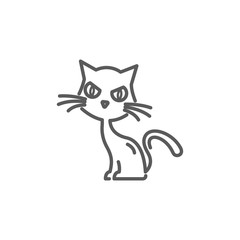 Cat icon in linear style on white background.